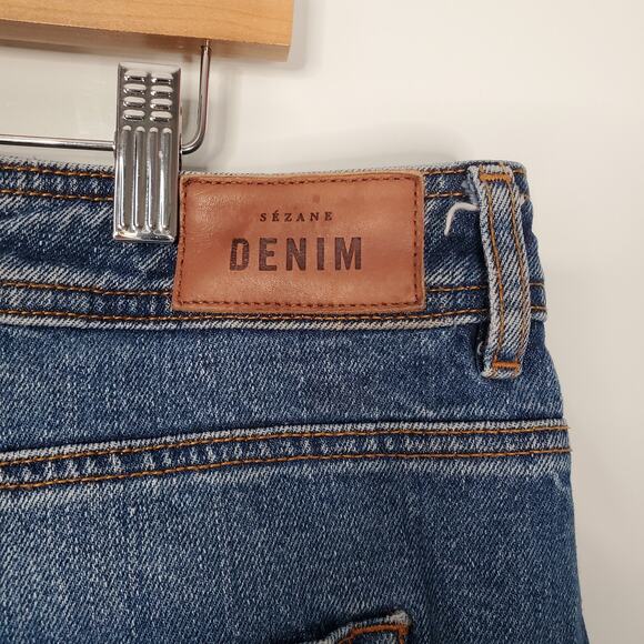 Sezane Le Crop Jeans High Rise Wide Leg Cropped Blue Denim Wash 48 US 16 - Picture 6 of 9